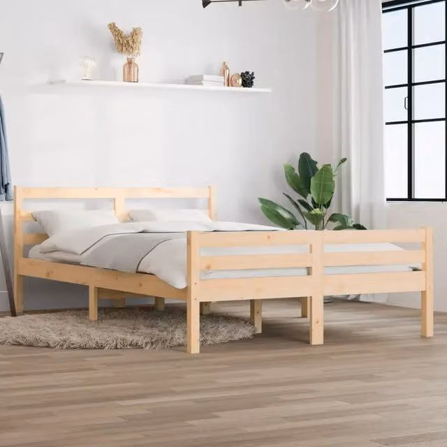 Struttura Letto in Legno Massello di Pino Design Mania, Colore Ambrato, L/P/H: 140 x 200 x 76,95 cm