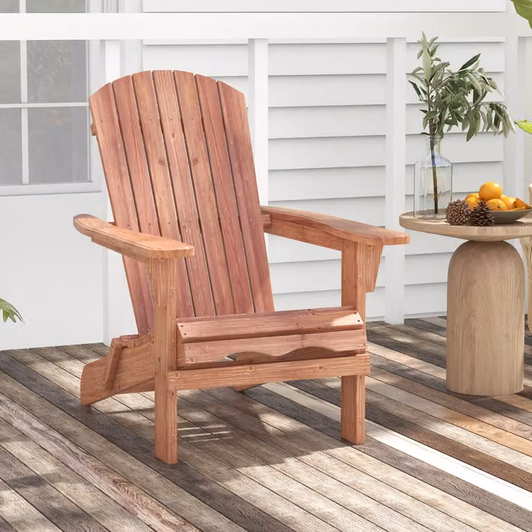 Sedia pieghevole Adirondack in legno Costway con schienale alto e ampi braccioli, colore Marrone