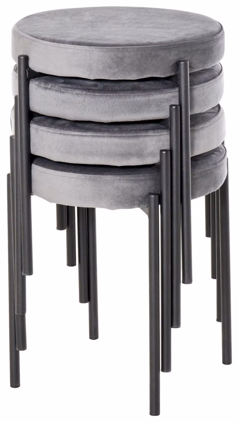 HOMCOM - Set di 4 sgabelli da pranzo, sedie da pranzo, sgabelli da cucina, acciaio, grigio