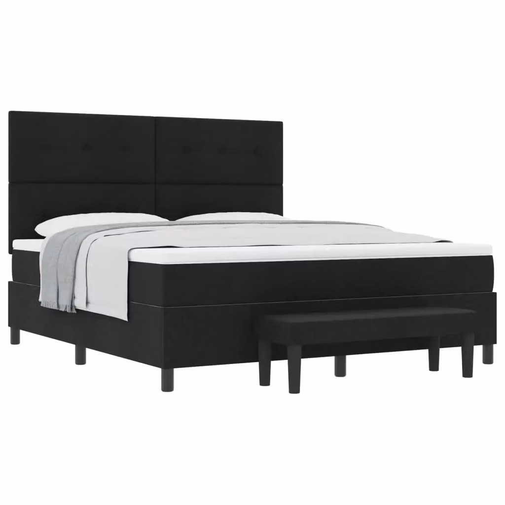 Letto Ibrido con Testiera in Tessuto Nero vidaXL L: 180 cm, P: 200 cm, H: 203 cm – 2