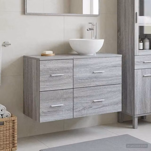 Set di mobili per il bagno 2 pz Sonoma grigio 3403949