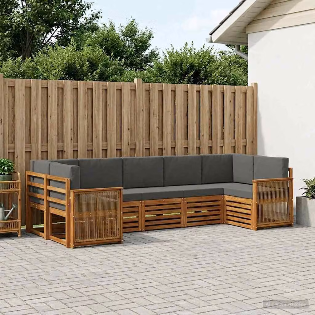 Set di divani da esterno vidaXL 6 pz in legno di acacia con cuscini, beige e antracite