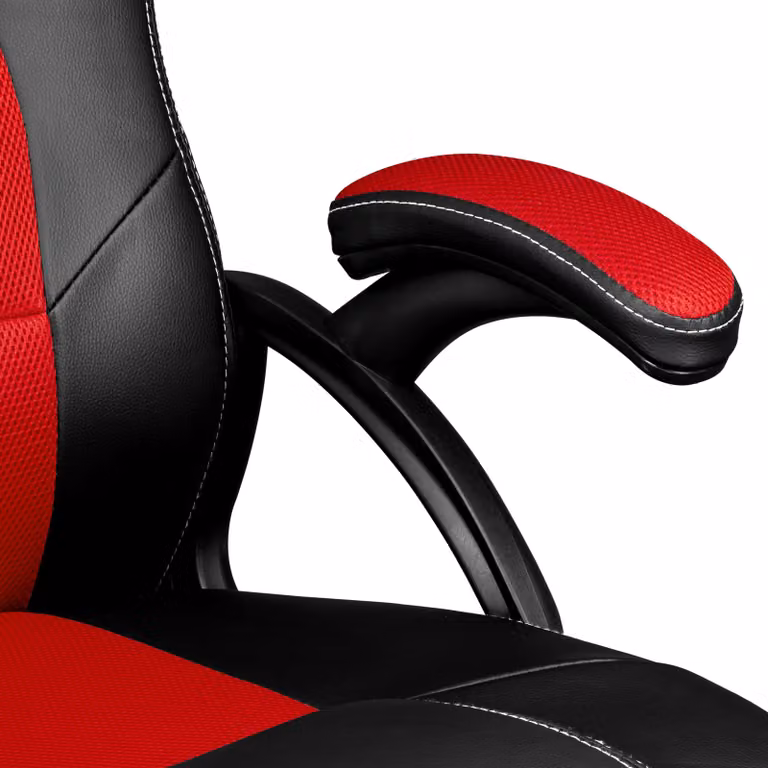 Sedia da gaming Tyson Tectake nero e rosso con regolazione in altezza e seduta in ecopelle e tessuto