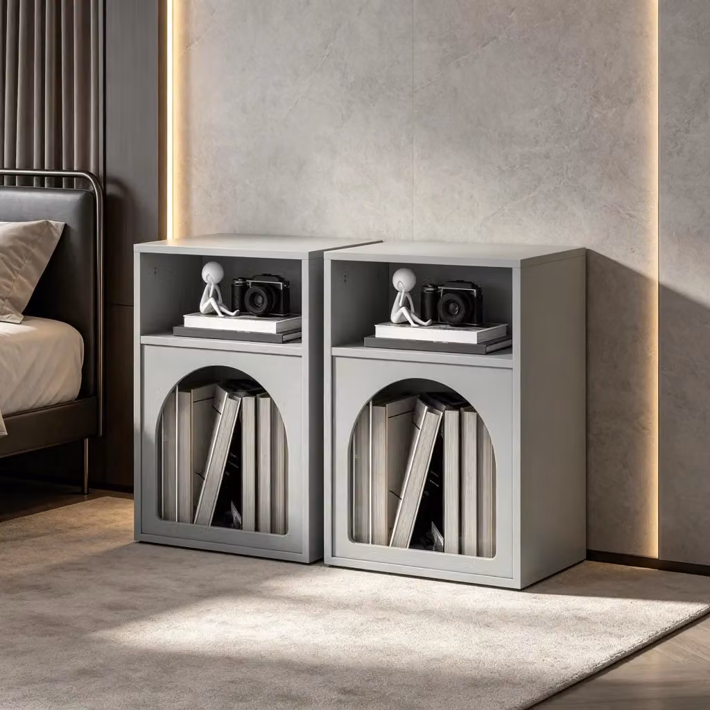 Set di 2 comodini WISHDOR in MDF laccato grigio con design moderno per camera da letto, L/P/H: 40 x 30 x 60 cm – 2