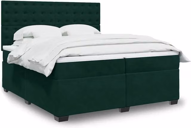 Letto Ibrido con Materasso vidaXL in Velluto Verde Scuro e Bianco L/P: 200 x 200 cm