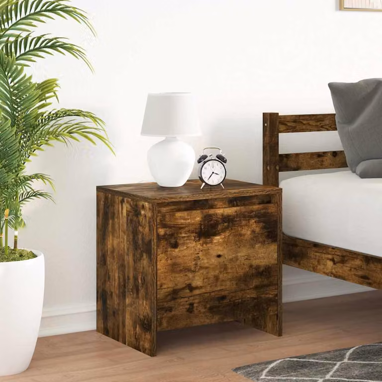 Set di 2 comodini moderni vidaXL in MDF colore rovere fumo L: 45 cm, P: 34 cm, H: 44,5 cm