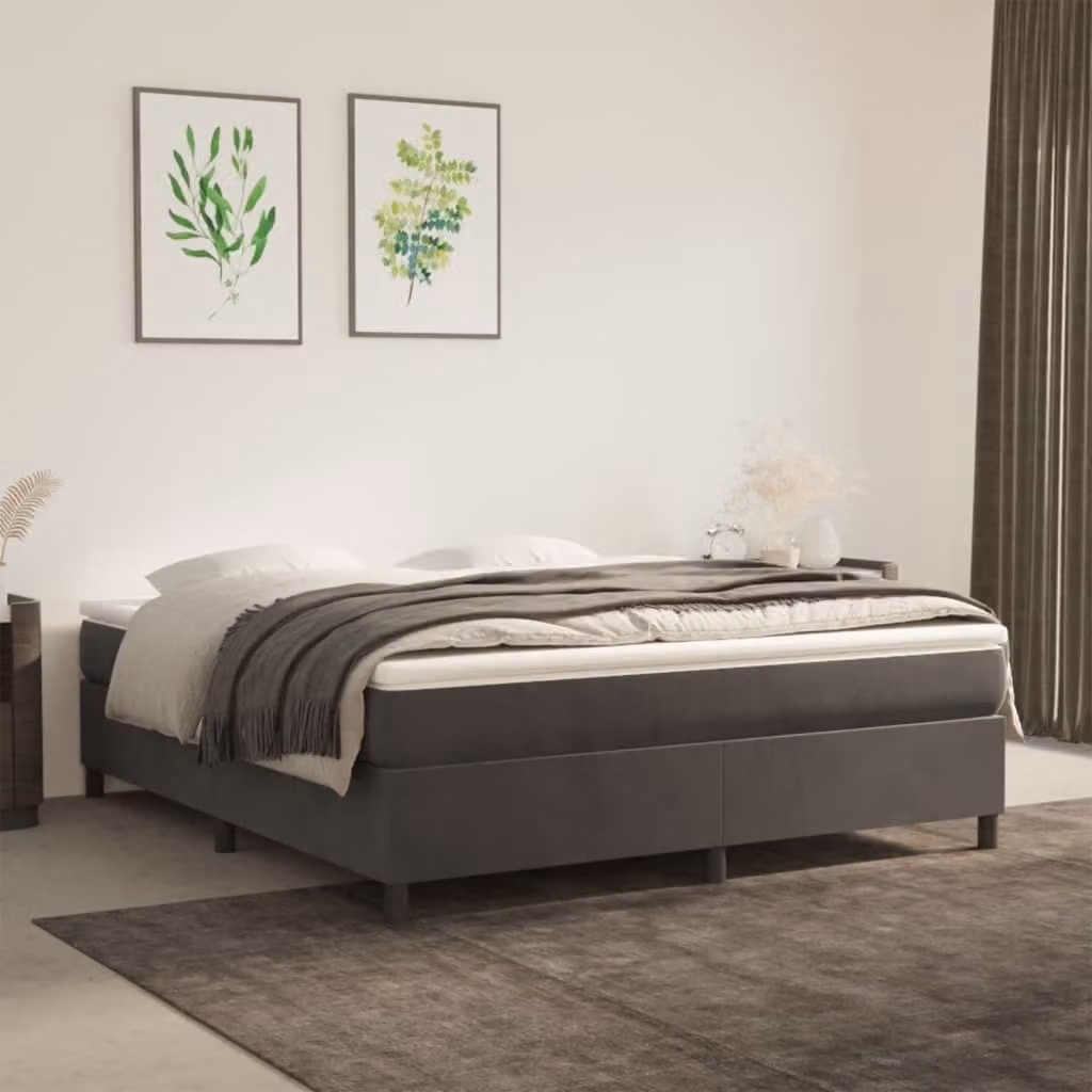Maison Exclusive - Struttura Letto a Rete a Molle Grigio Scuro 160x200 cm Velluto