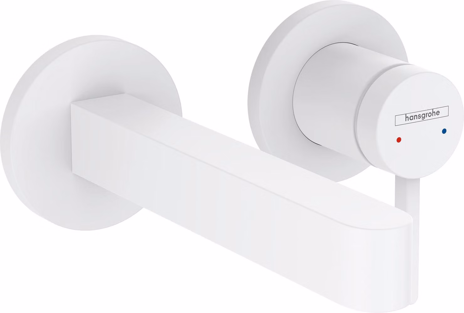 Miscelatore monocomando da incasso per lavabo, con bocchetta di scarico di 168 mm, finitura bianco opaco