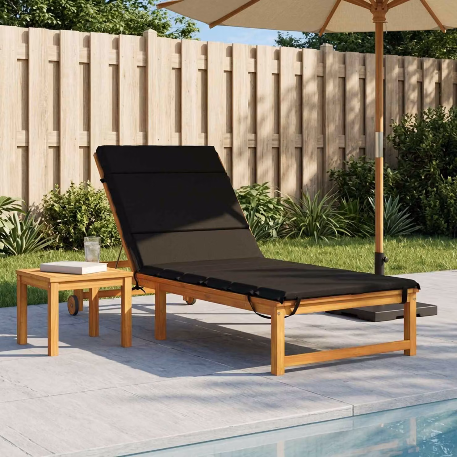 vidaXL Cuscino per Lettino GEMERT 100% Poliestere Nero 200 x 90 x 3 cm