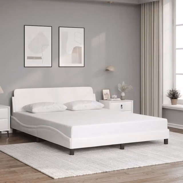 Letto con giroletto Dover vidaXL in similpelle bianco 160x200 cm