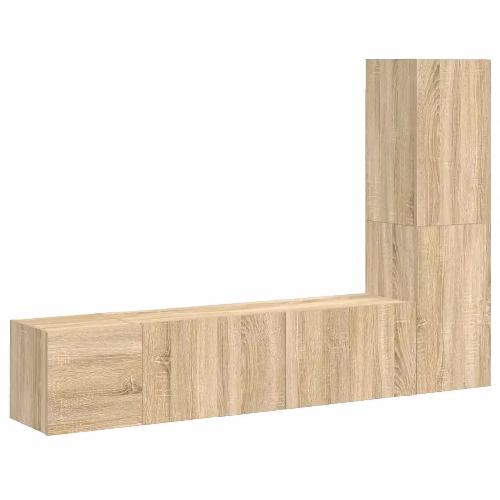 Set di mobili porta TV moderno vidaXL in legno marrone con 3 pezzi e scomparti multimediali – 2
