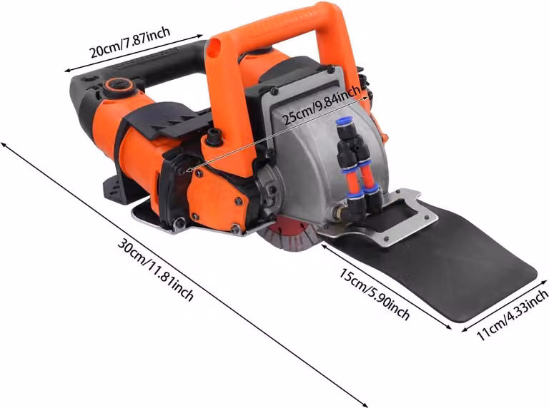 Fresatrice per intagli su muri - Macchina elettrica per scanalature in muratura - 5200 W - Diametro della lama: 14 cm - Profondità: 0–4,5 cm - Larghezza: 0–7,2 cm - Sistema antipolvere con serbatoio dell'acqua e custodia per utensili