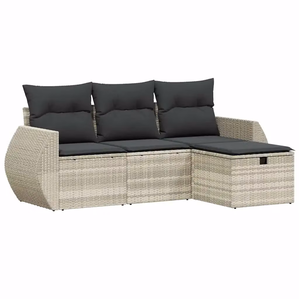 Set Divano da Giardino a L vidaXL 4pz con Cuscini Grigio con Struttura in Metallo e Polyrattan – 2