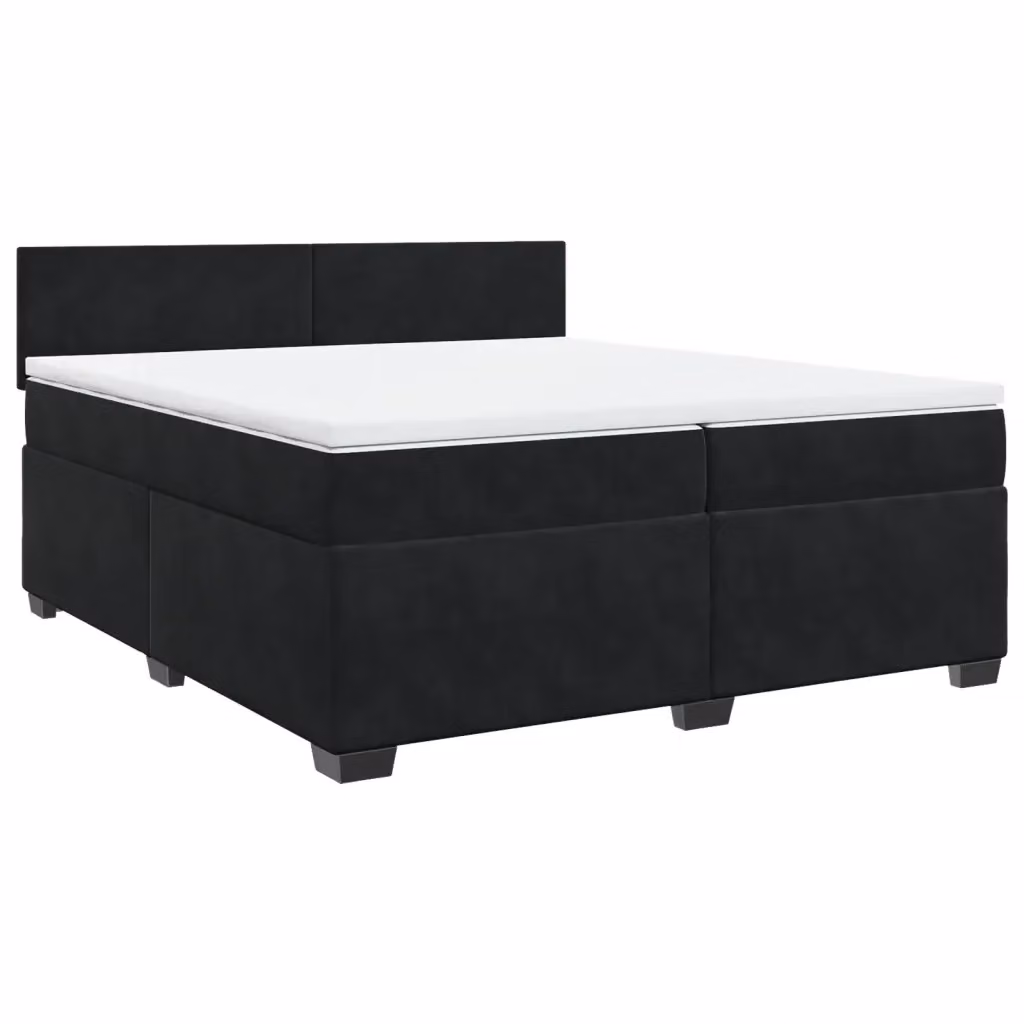 Letto Ibrido vidaXL con Giroletto a Molle e Materasso in Velluto Nero e Bianco L/P: 200 x 200 cm – 2