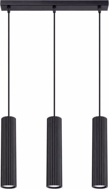 Lampada a sospensione moderna Pure Lume nera in metallo con 3 tubi GU10, altezza regolabile e dimmerabile – 1
