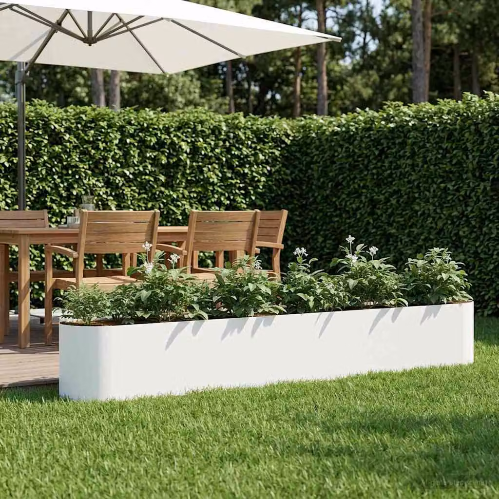 Letto rialzato da giardino vidaXL in metallo Bianco L: 280 cm, P: 40 cm, H: 40 cm