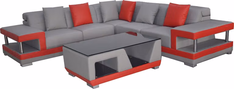 Ledersofa mit USB,Couch Wohnlandschaft Eck Garnitur Design Modern Sofa L-Form