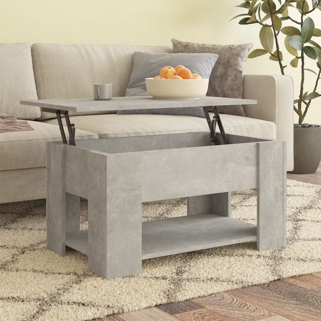 The Living Store tavolino in cemento grigio 79x49x41 cm materiale a base di legno