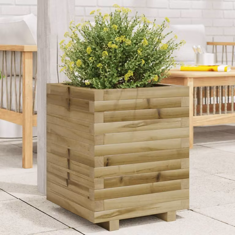 Fioriera da giardino vidaXL in legno di pino impregnato, colore marrone, L 40 cm x P 40 cm x H 49,5 cm