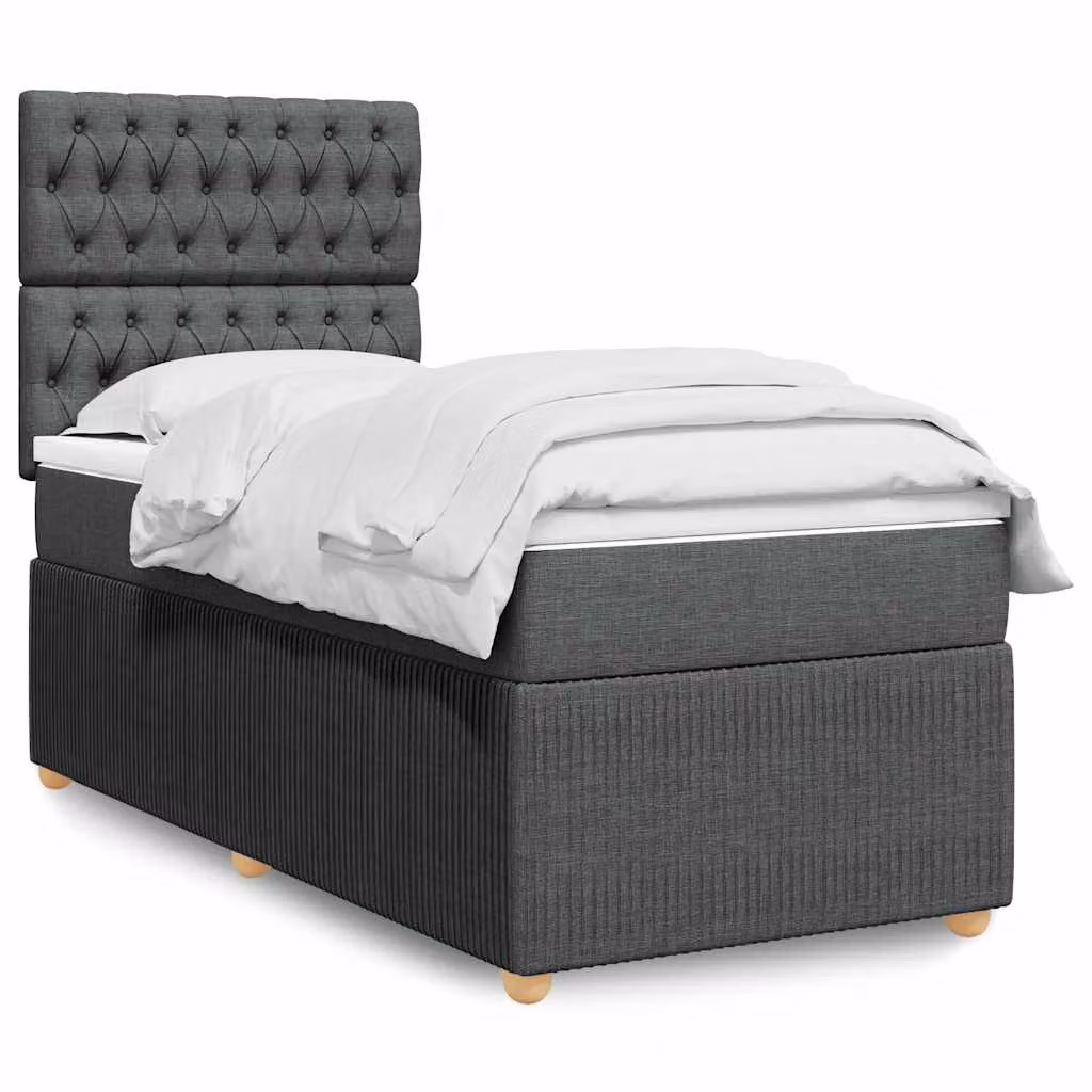 vidaXL Giroletto a Molle Ibrido con Materasso in Tessuto Grigio e Bianco L/P/H: 100 x 200 x 150,5 cm