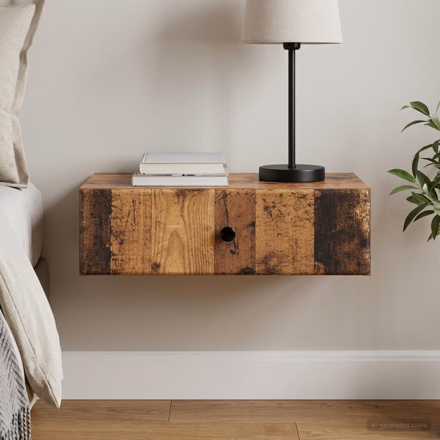 vidaXL Tavolino da Parete Laterale in Legno Antico Marrone L: 59 cm, P: 34,5 cm, H: 17 cm