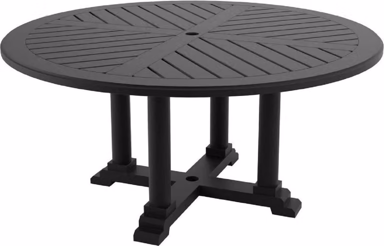 Tavolo da pranzo Casa Padrino nero opaco Ø 160 x h. 75 cm - Tavolo da cucina rotondo in alluminio resistente di alta qualità - Tavolo da giardino
