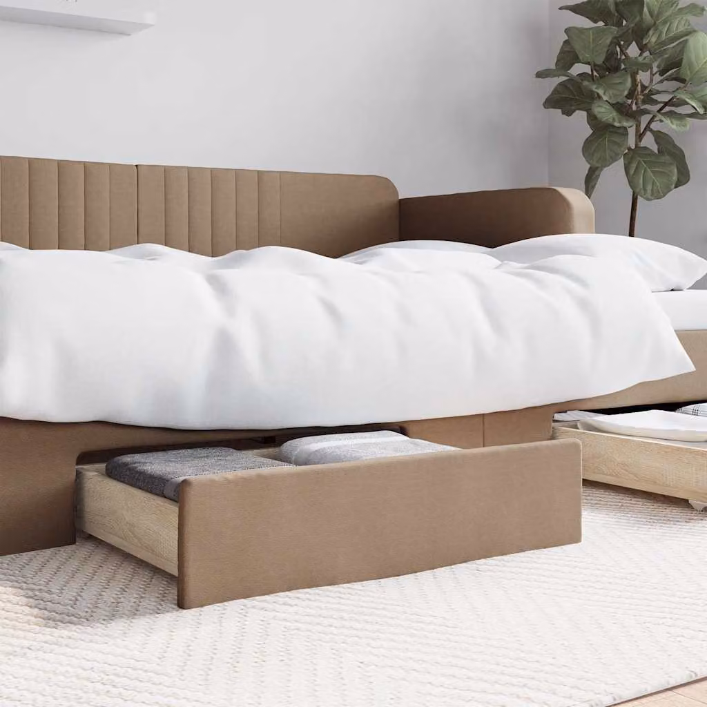 Set di 2 cassetti da letto vidaXL in legno multistrato e similpelle colore cappuccino e beige