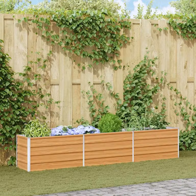 Letto rialzato da giardino vidaXL in acciaio galvanizzato Marrone Chiaro L: 240 cm, P: 40 cm, H: 45 cm
