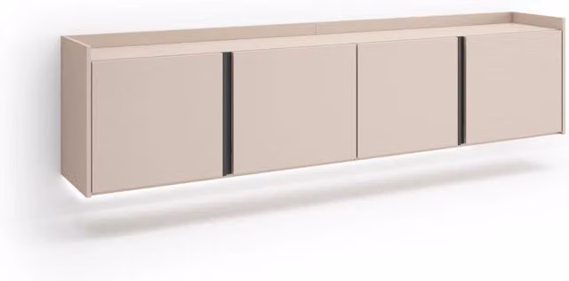 Mobile TV Soggiorno, 207x50x35 cm, Per TV fino a 80", Sospeso, da appendere, LED, Beige