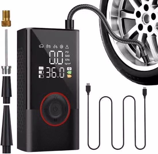 Compressore d'aria elettrico per pneumatici - Pompa digitale per pneumatici - 150 psi - Nero