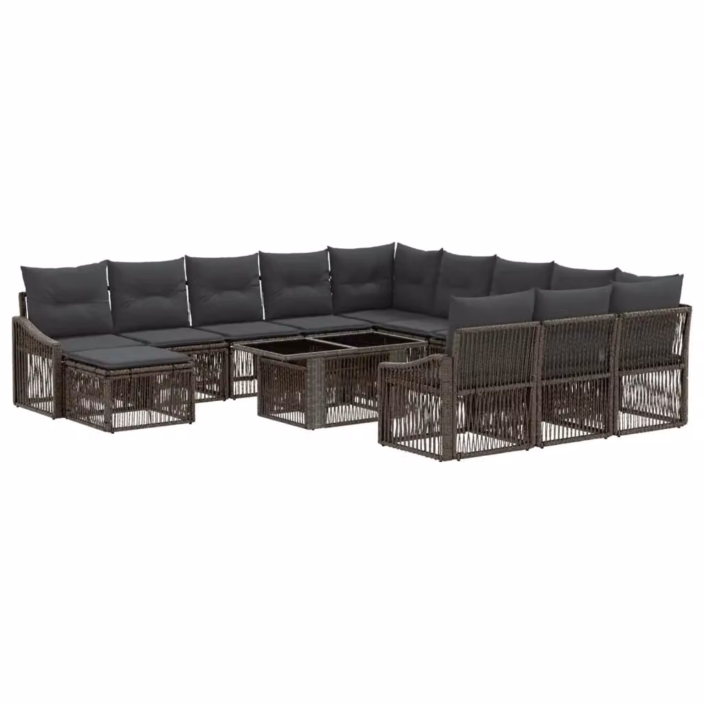 Set Divano da Giardino vidaXL in Polyrattan Grigio e Antracite con Tavolino e Ottoman, Design Moderno a Forma di U con Cuscini Inclusi – 2