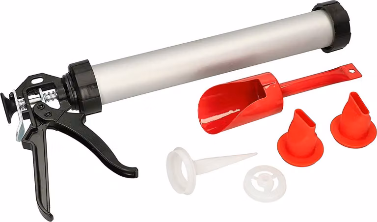 KOTARBAU® Pressa per malta per stuccare 600 ml di cemento con 3 ugelli + pala metallica