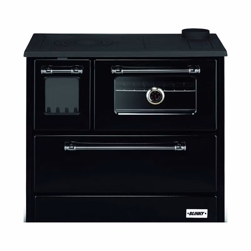 Cucina a legna Blinky con forno e porta vetro Giusy, colore antracite, H: 165 cm, L: 79 cm, P: 85 cm – 2