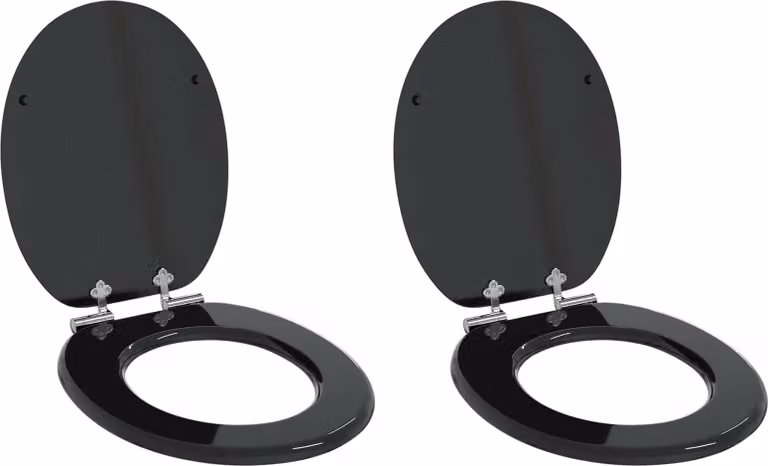 Sedile per toilette con chiusura morbida 2 pcs Nero 44 x 38 cm