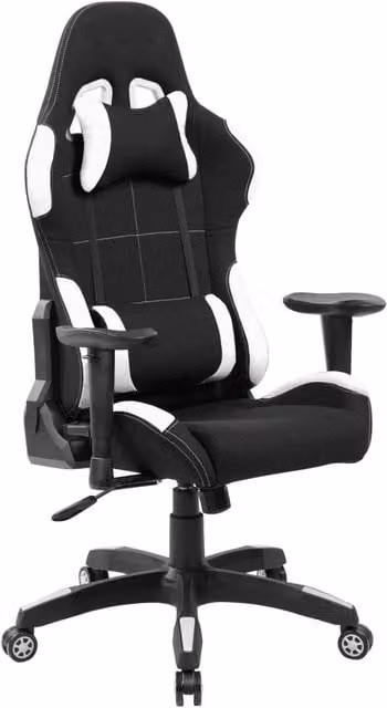 Sedia da Gaming Ergonomica 72x57x134 cm in Tessuto Nera e Bianca
