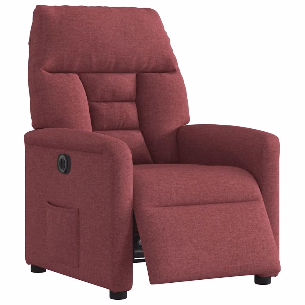 Poltrona elettrica reclinabile relax vidaXL in tessuto rosso con braccioli – 2