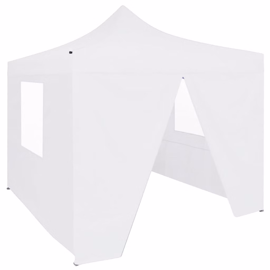 The Living Store Tenda professionale pieghevole per feste con 4 pareti laterali 3×3 m in acciaio bianco