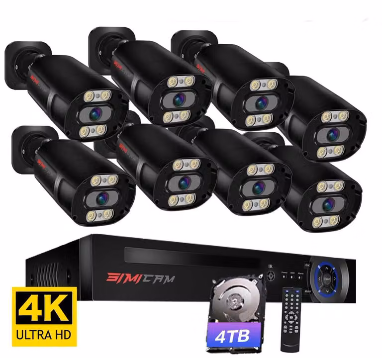 Sistema di sicurezza 4K - Kit di telecamere CCTV - Telecamera di sorveglianza - Kit di sicurezza - Sistema di telecamere IP - 8 telecamere