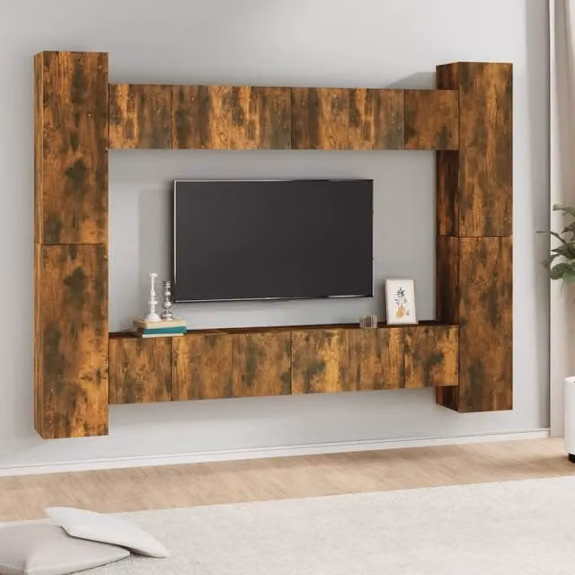 Set Mobili Porta TV 10 pz Rovere Fumo in Legno Multistrato 3120218