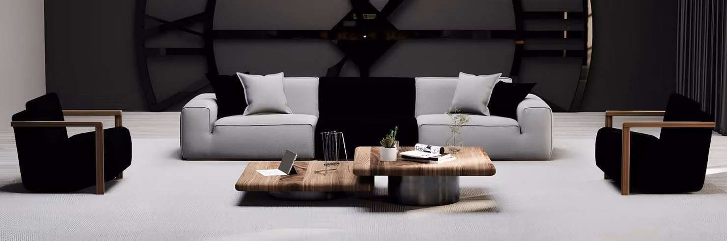 Sofa mit 2 Sesseln für das Wohnzimmer in stilvollem Design