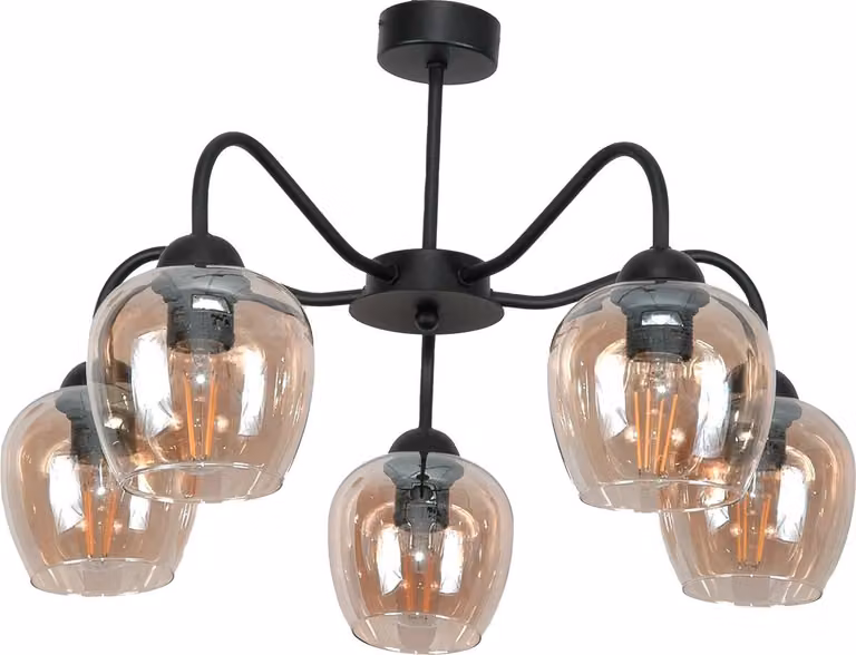 Lampada da soffitto, lampada a sospensione, nero, vetro, grafite, 15-220 indi grey