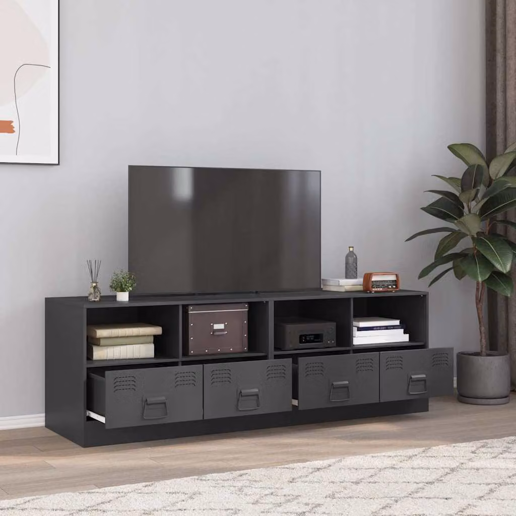 Set di 2 mobili TV vidaXL in metallo antracite L: 67 cm, P: 39 cm, H: 44 cm