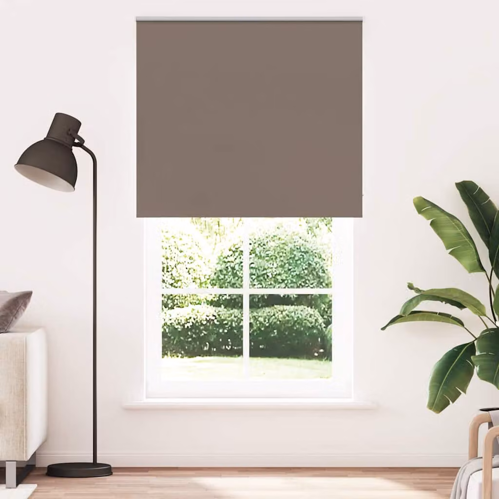Tenda a Rullo Oscurante vidaXL in Poliestere, Disponibile in Marrone o Grigio, L: 125 cm x H: 230 cm