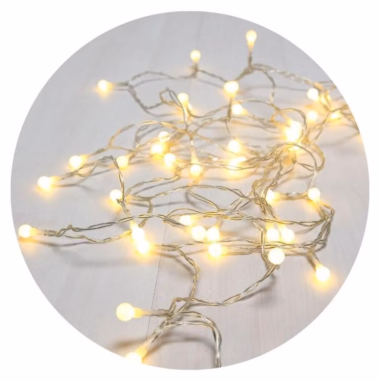 Catena luminosa a LED, colore argento, lunghezza 1,9 metri, grado di protezione IP20, per uso interno