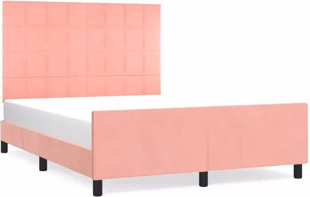 Letto matrimoniale | Letto per adulti | Giroletto con Testiera Rosa 140x200 cm in Velluto