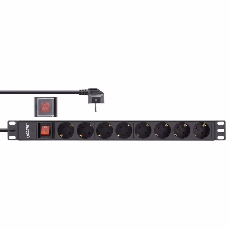 InLine - Presa multipla (montabile su rack) - 3680 Watt - Ingresso, potenza di ingresso CEE 7/7 - Connessioni di uscita: 8 (8