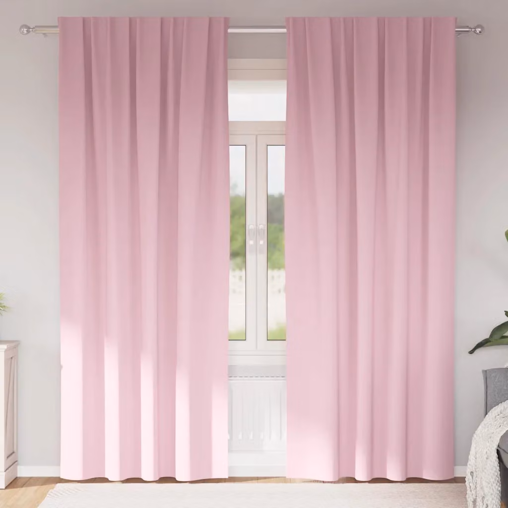 Set di 2 tende blackout vidaXL con anelli in poliestere, colore rosa, H: 225 cm x L: 140 cm
