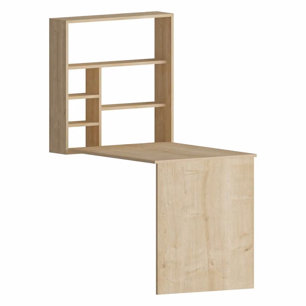 Scrivania DMORA Veglio moderna in MDF con 5 ripiani, Marrone e Beige, L: 90 cm, P: 59 cm, H: 74 cm – 2