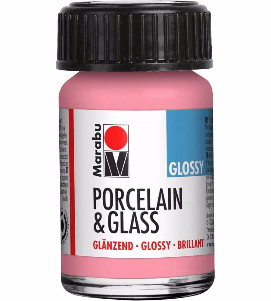 Marabu Vernice lucida rosa per porcellana e vetro 15 ml a base d'acqua