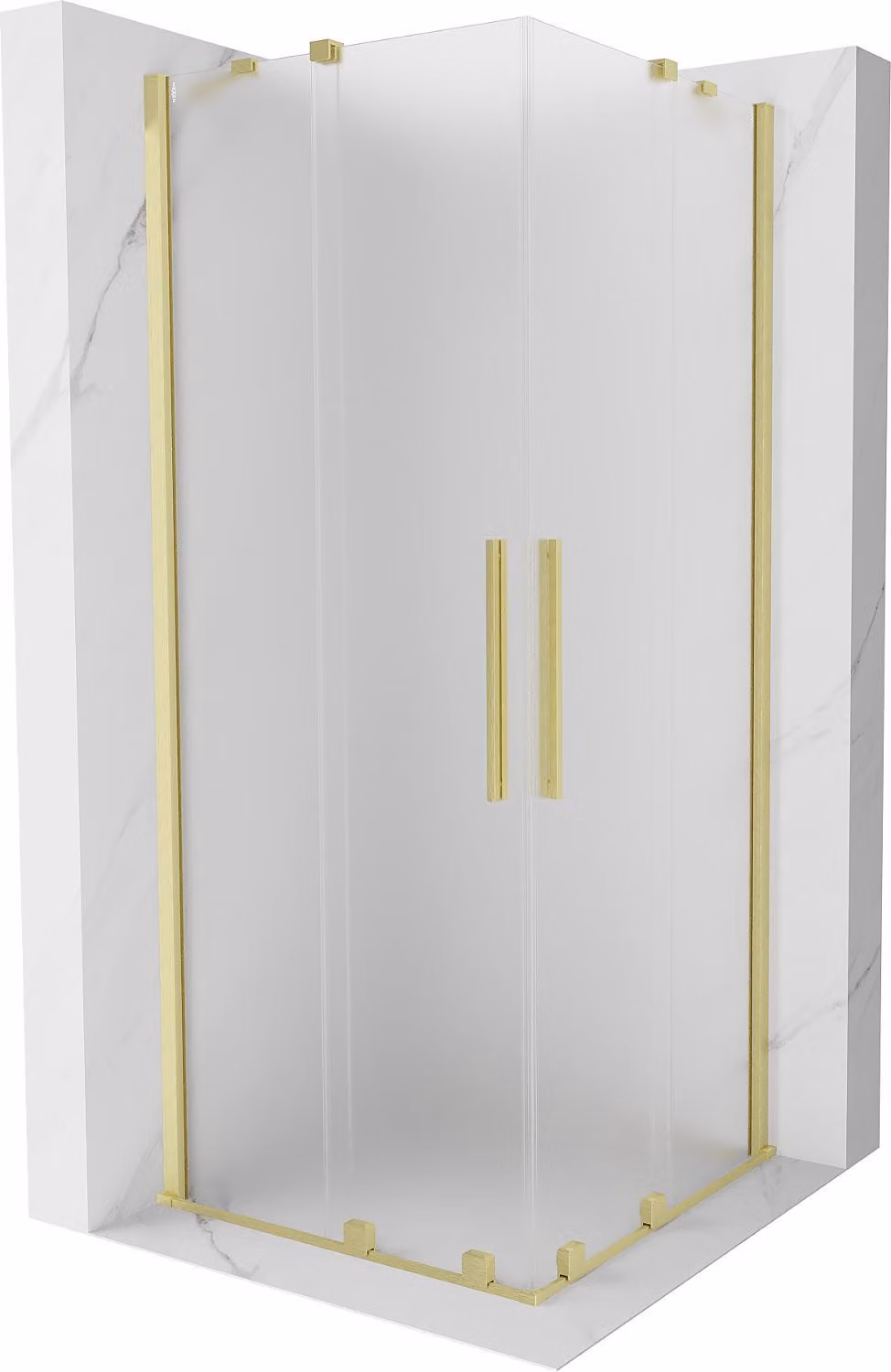 Mexen Velar Duo cabina doccia scorrevole 80 x 80 cm, ghiacciato, oro spazzolato - 871-080-080-32-55